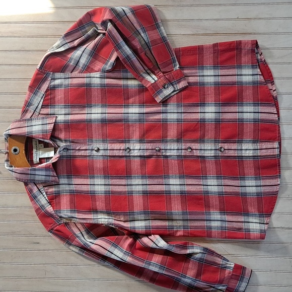 David Brooks Vintage Style Red Plaid 100% Cotton Comfy Button Down Causal Shirt - Picture 1 of 10